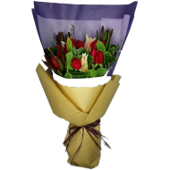 Crimson Whispers Romantic Red Rose and Lily Bouquet